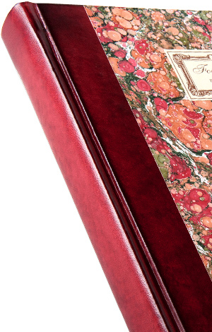 Red leather photo album.