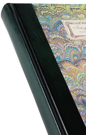 Green leather photo albums